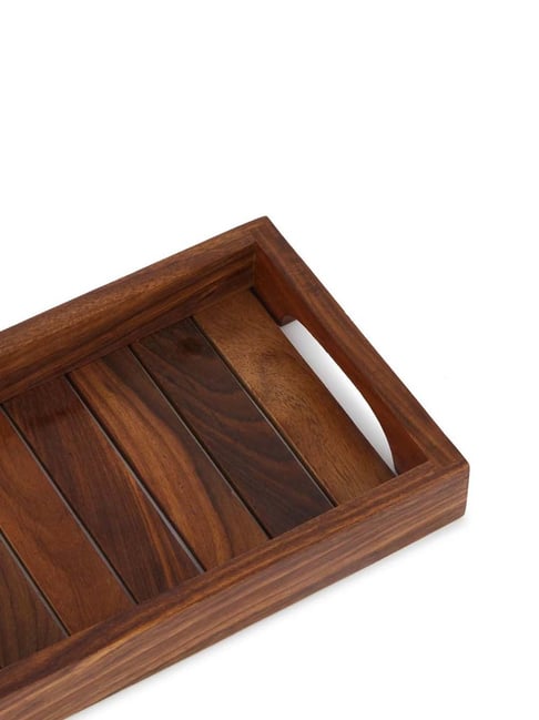 Fabindia Home Brown Wood Sheesham Wood Tray