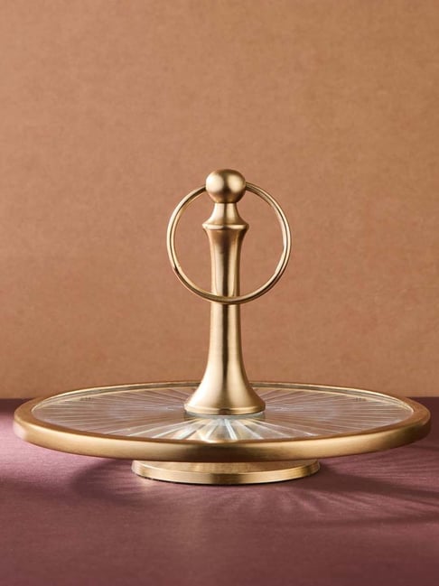 Fabindia Home Gold Metal Cake Stand