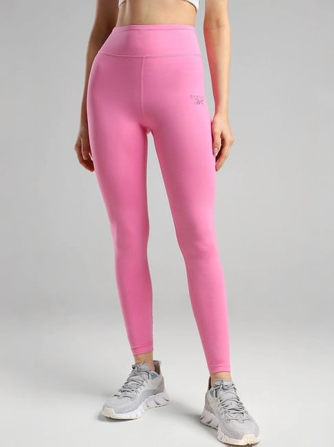 Reebok Pink Cotton Mid Rise Sports Tights