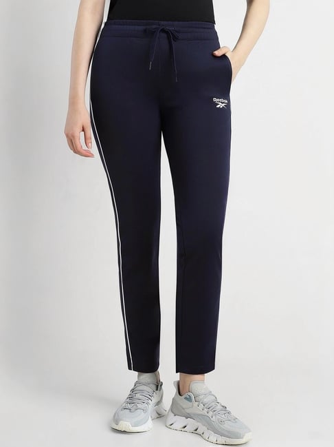 Reebok Navy Mid Rise Sports Track Pants