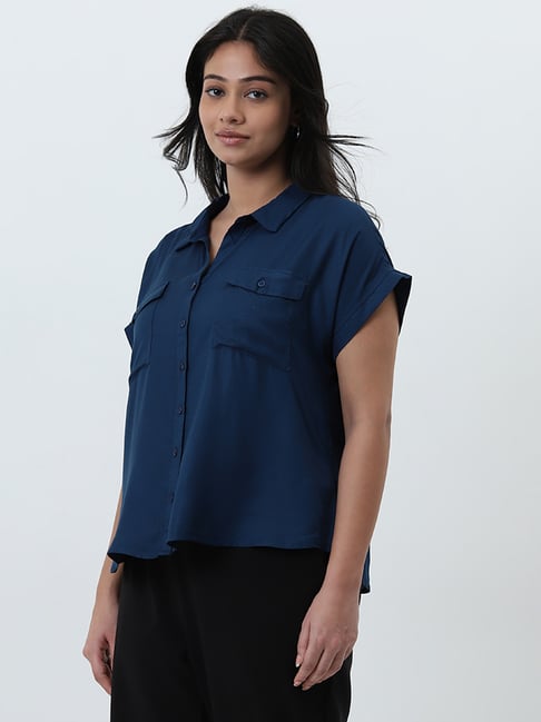 Gia by Westside Teal Solid Shirt