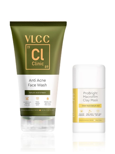 VLCC Clinic Anti Acne Face Wash & ProBright Macrofilm Clay Mask Combo-picture-24