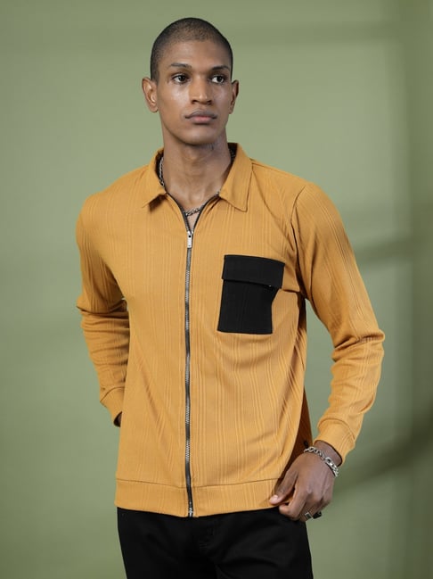 Rigo Light Brown Cotton Relaxed Fit Striped Polo T-Shirt-picture-17