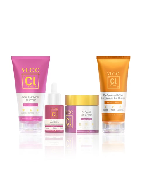VLCC Clinic Face Wash, DeTan Sun Screen, ProYouth Micro Serum & Bio Cream Combo-picture-46