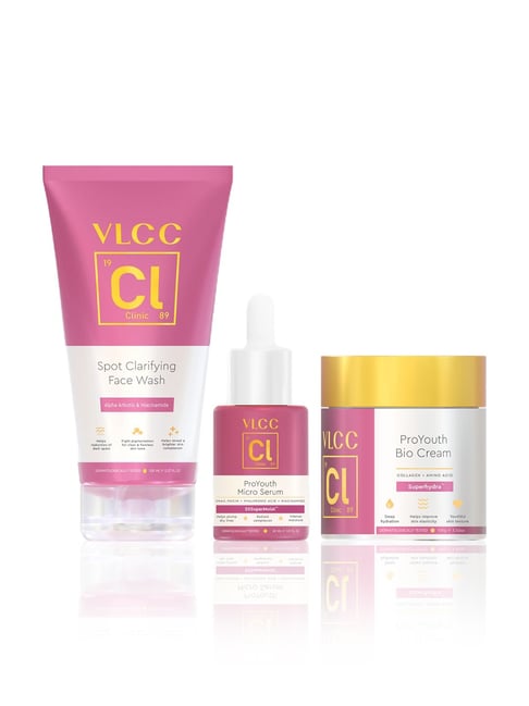 VLCC Clinic Spot Clarifying Face Wash, ProYouth Micro Serum & Bio Cream Combo-picture-42