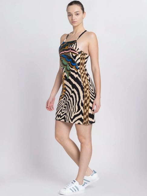 Adidas Originals Pink Cotton Printed Bodycon Dress