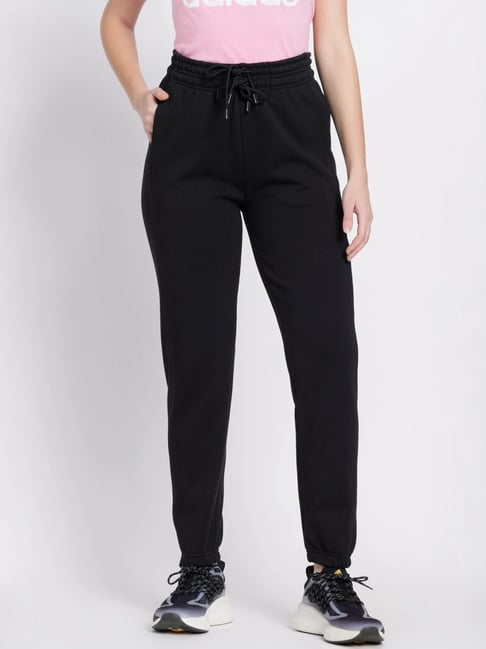 adidas Black Cotton Plain Sports Track Pants-picture-15