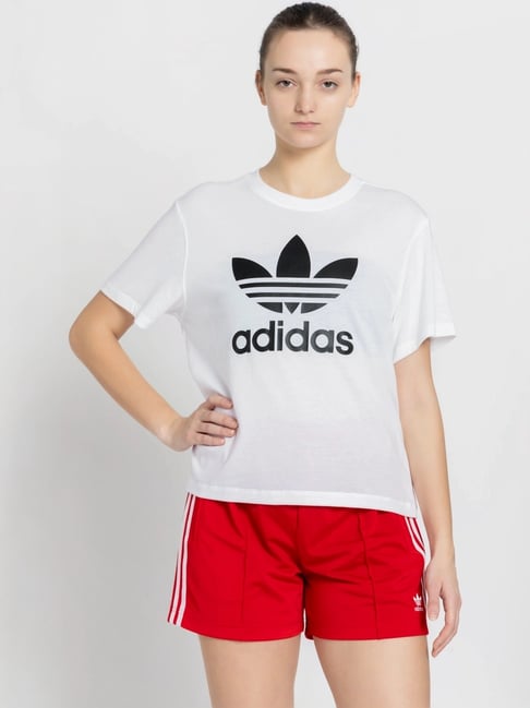Adidas Originals White Printed Sports T-Shirt