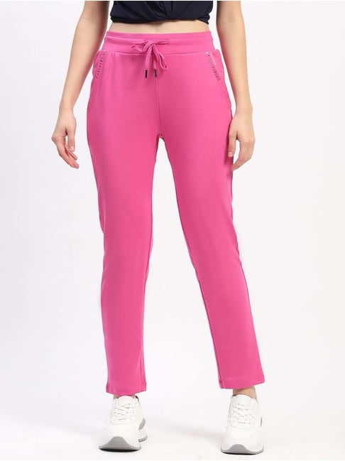 MADAME M Secret Pink Cotton Printed Track Pants