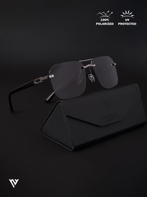 Voyage Black Wayfarer Polarised and UV Protected Lens Unisex Sunglasses