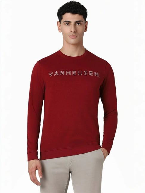 Van Heusen Maroon Cotton Regular Fit Printed Sweatshirt-picture-47