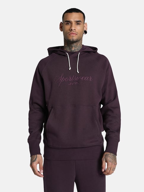 Puma CLASSICS Purple Cotton Relaxed fit Solid Hooded Sweatshirts-picture-24