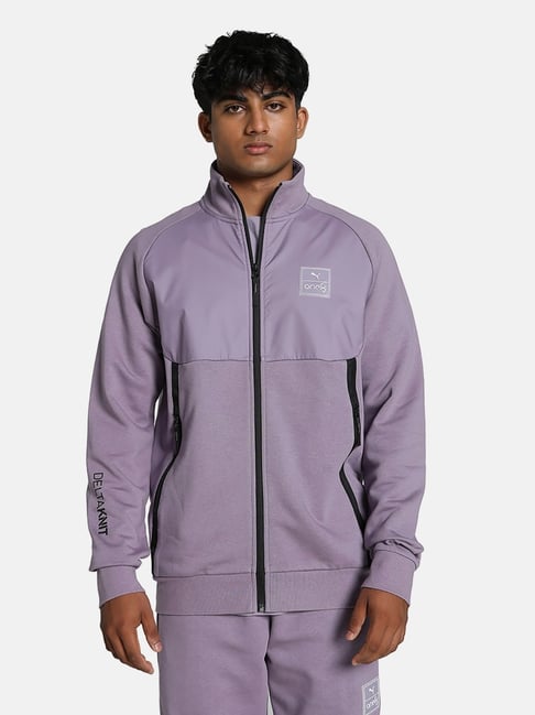 Puma Club Puma Sport Lifestyle Men Purple Puma X One8 Deltaknit Purple  Regular Fit Printed Jacket