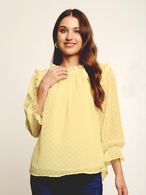 Prettify Yellow Self Design Top