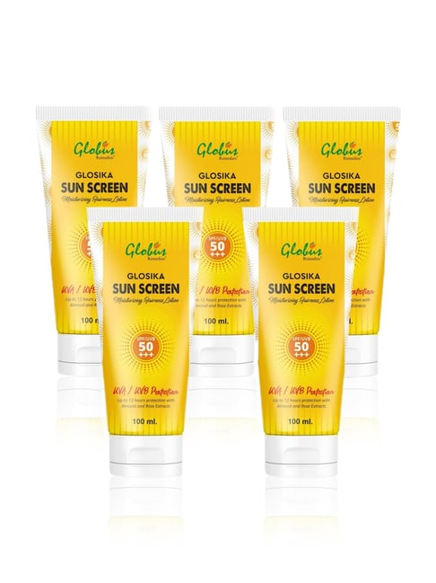 globus naturals Globus Remedies Glosika Sun Screen Moisturizing Fairness Lotion SPF/UVB 50+++ - Pack of 5-picture-28