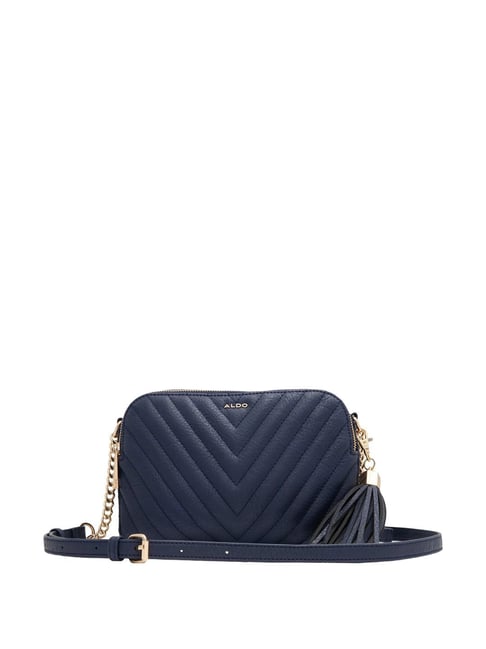 Aldo Navy Quilted Small Sling Handbag