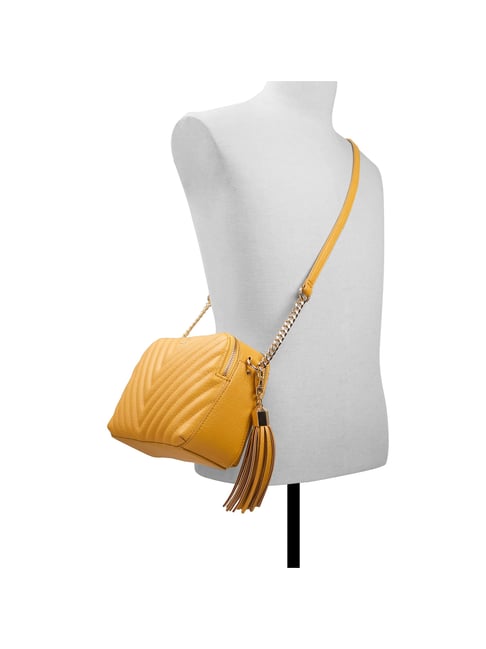 Aldo Yellow Quilted Small Sling Handbag