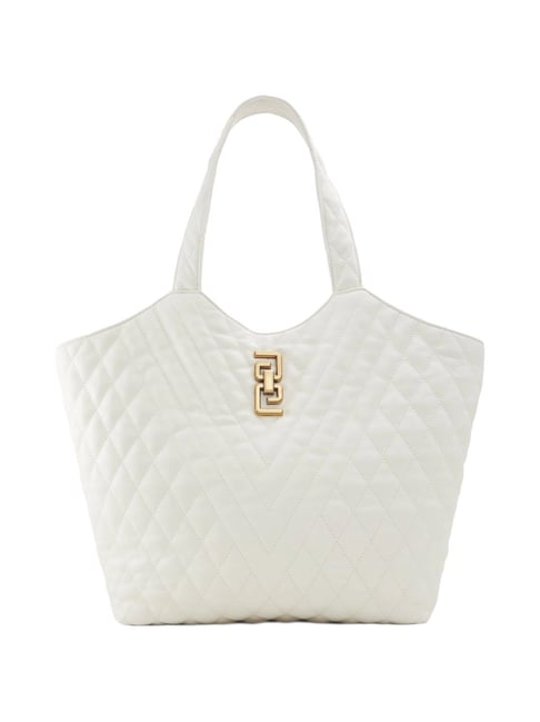aldo white quilted medium tote handbag