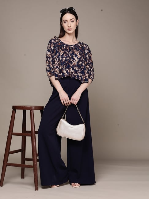 Label Ritu Kumar Navy Blue Paisley Top