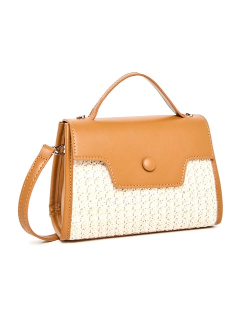 Styli Brown Textured Satchel Handbag-picture-23