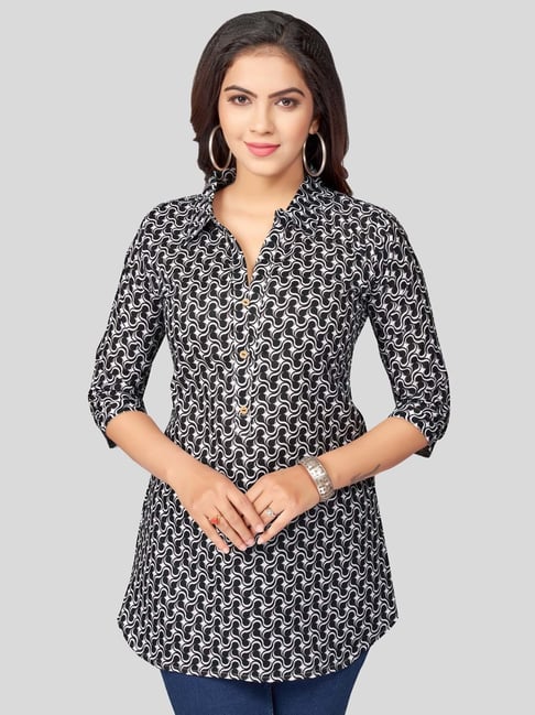 Saree Swarg Black Printed Short Kurti-picture-27