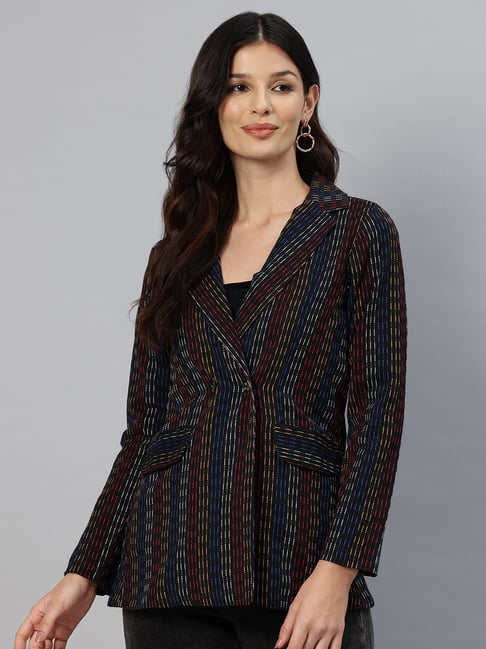 Cottinfab Multicolor Striped Blazer-image-9
