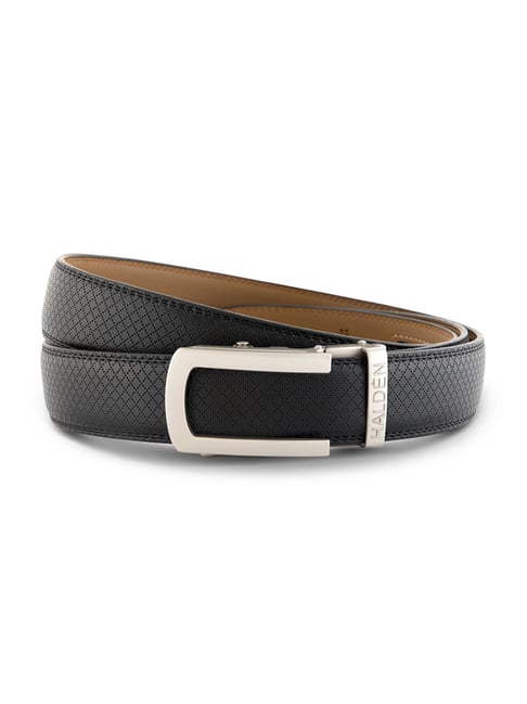 Buy Halden Black Theo Textured Formal Belt With Classic Pearl