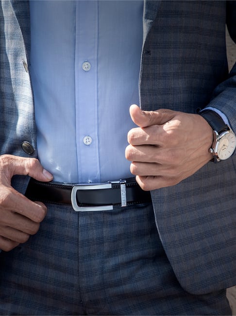 Buy Halden Black Vellano Formal Belt With Classic Silver Glossy Buckle at  Best Price @ Tata CLiQ