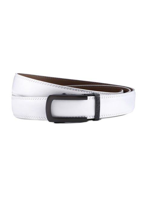 Halden White Falcon Formal Belt With Classic Black Matt Buckle