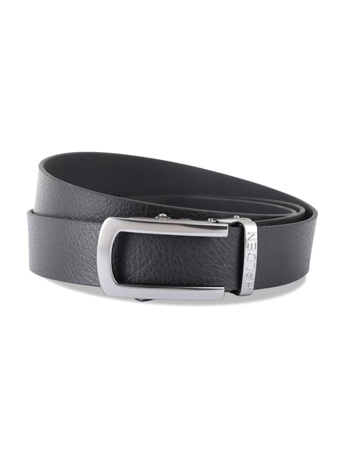 Buy Halden Black Casual Belt With Classic Silver Glossy Buckle at