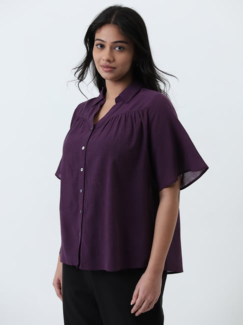 Gia by Westside Purple Solid Blouse