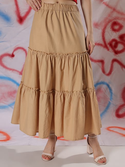 スカート musinsastandardwoman Women's Crinkle Long Skirt Beige MWCKS2 スカート musinsastandardwoman Women's Crinkle Long Skirt
