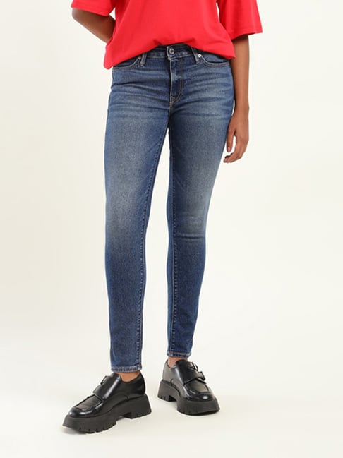 Levi's 711 skinny jeans dark blue discount