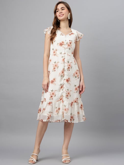 Latin Quarters Light Peach Printed A Line Dress-picture-22