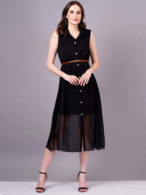 HIGHLIGHT FASHION EXPORT Black A-Line Dress