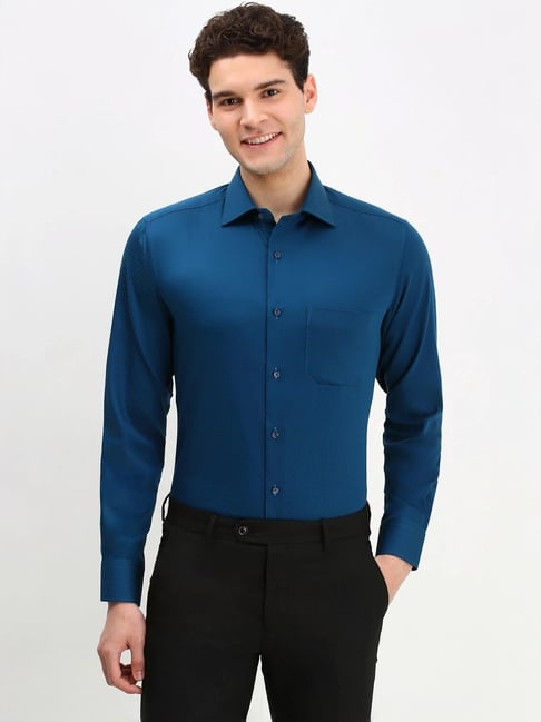 Allen Solly Blue Regular Fit Texture Shirt-picture-27
