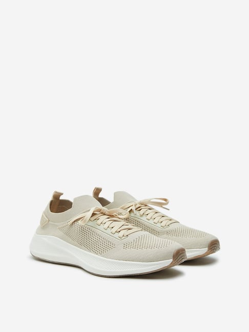 SOLEPLAY by Westside Beige Knitted Lace-Up Shoes