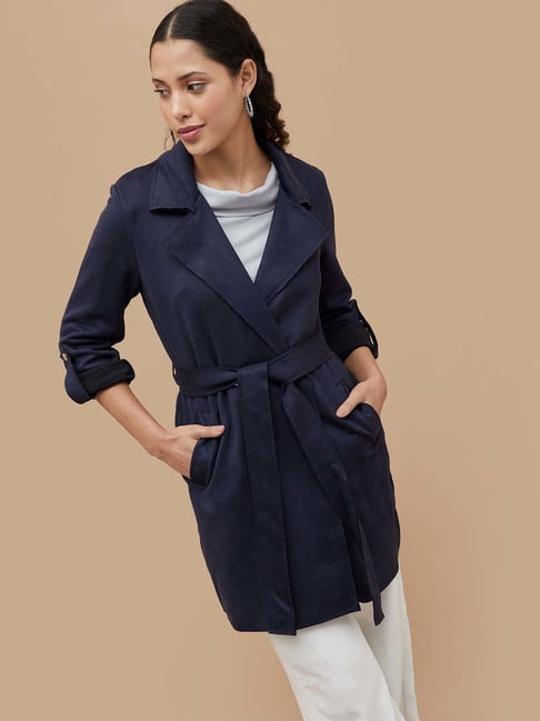 Womens Coats Long Fitted Trench Coat ONLY Women Slim-Fit Double