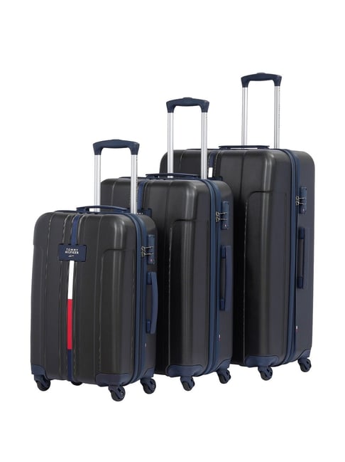TOMMY HILFIGER Wyoming Black 4 Wheels Large Hard Cabin Trolley BagSet of 3-image-42