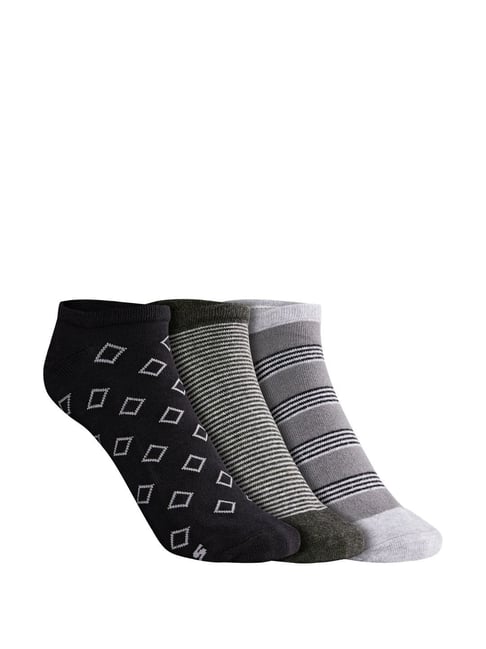 Buy Skechers Black Grey Cotton Printed Socks Set of For Men At - Main Image