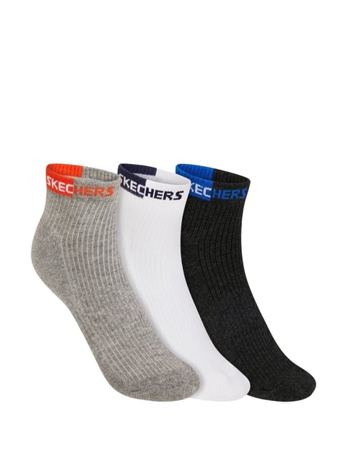 Skechers Multicolor Cotton Printed Socks Set of 3-image-45
