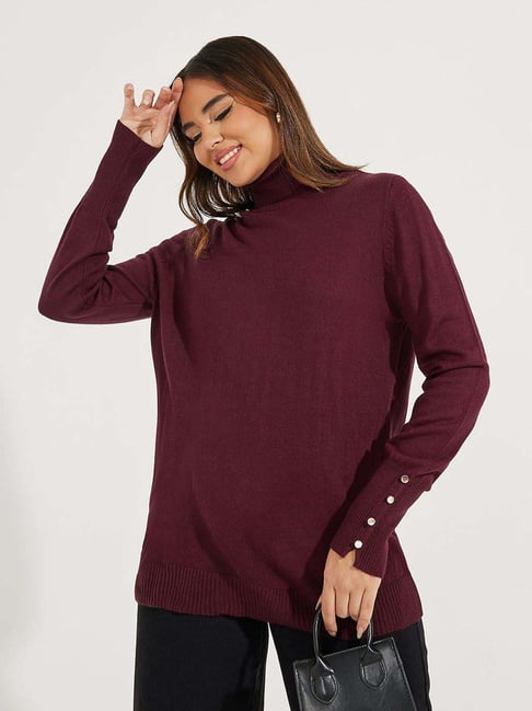 Styli Maroon Plain Pullover