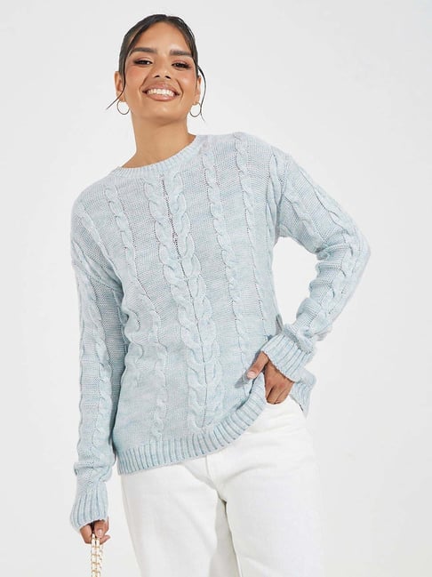 Styli Grey Crochet Pattern Pullover