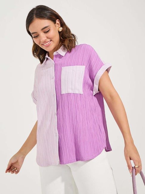 Styli Purple Color-Block Shirt-picture-48