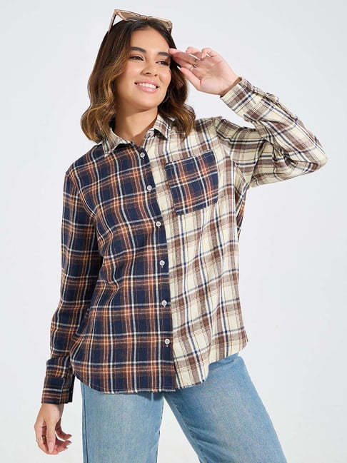 Styli Brown Chequered Shirt-picture-43