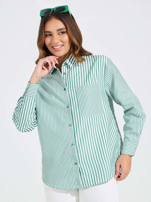 Styli Green Striped Shirt-picture-46