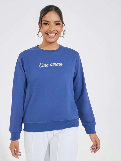 Styli Navy Embroidered Sweatshirt-image-15