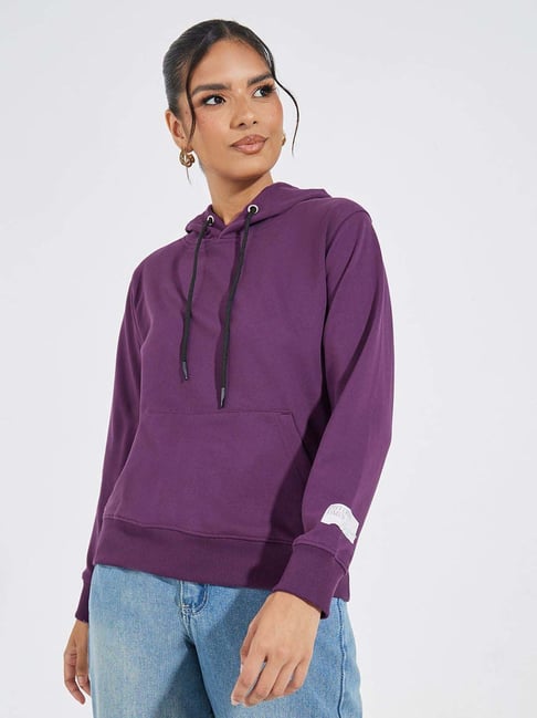 Styli Purple Plain Hoodie