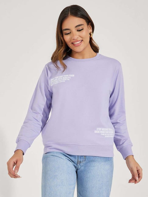 Styli Purple Printed Sweatshirt