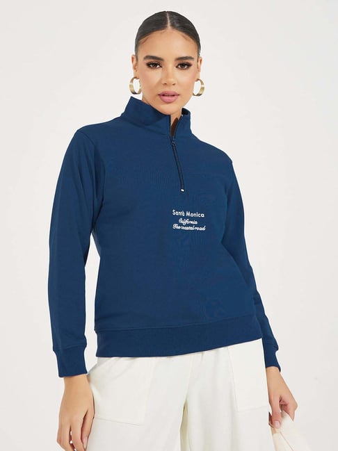 Styli Navy Printed Hoodie-image-22